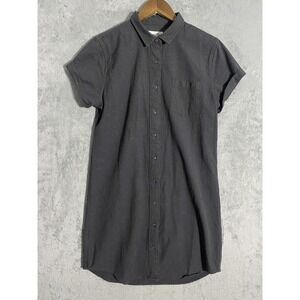 Bridge & Burn Shirt Dress Sz M Brown Short Sleeve Cotton Minimalist Preppy
